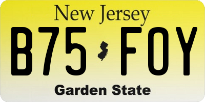 NJ license plate B75FOY