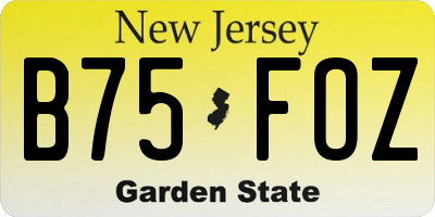 NJ license plate B75FOZ