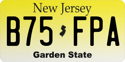 NJ license plate B75FPA