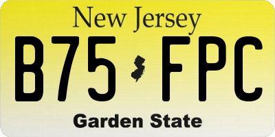 NJ license plate B75FPC
