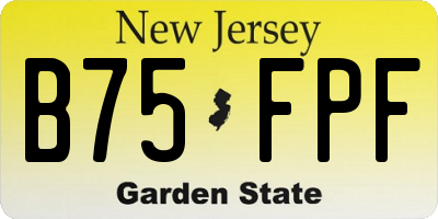 NJ license plate B75FPF