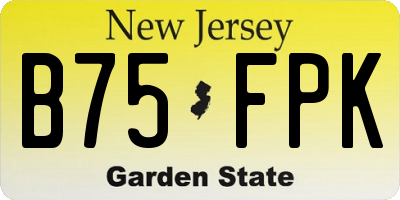 NJ license plate B75FPK