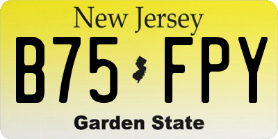 NJ license plate B75FPY