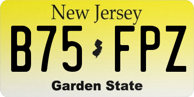 NJ license plate B75FPZ