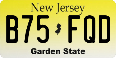 NJ license plate B75FQD