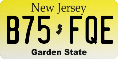 NJ license plate B75FQE