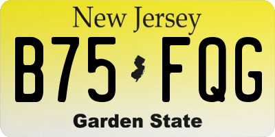 NJ license plate B75FQG