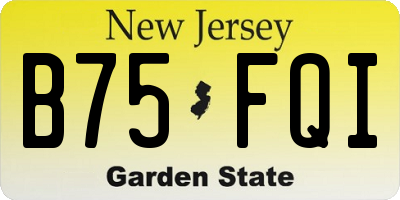 NJ license plate B75FQI