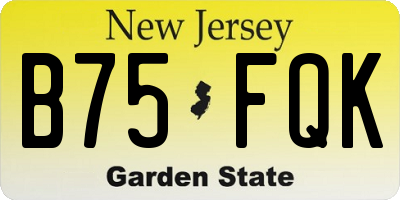 NJ license plate B75FQK