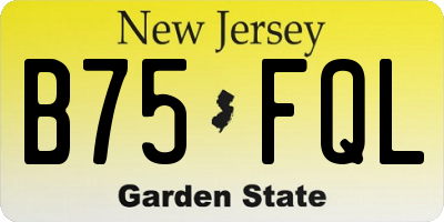 NJ license plate B75FQL