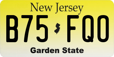 NJ license plate B75FQO
