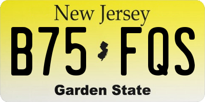 NJ license plate B75FQS
