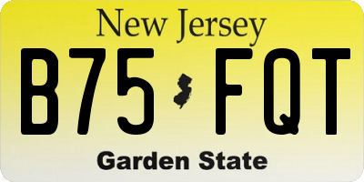 NJ license plate B75FQT