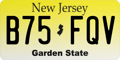 NJ license plate B75FQV