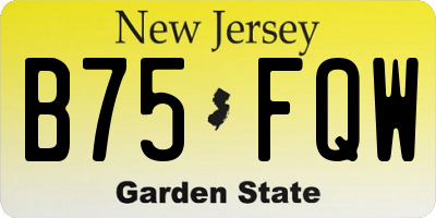 NJ license plate B75FQW