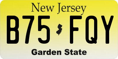 NJ license plate B75FQY