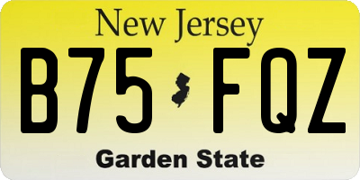NJ license plate B75FQZ