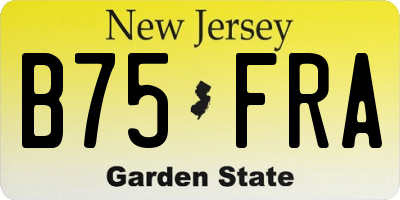 NJ license plate B75FRA