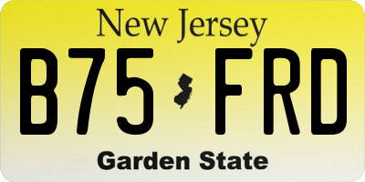 NJ license plate B75FRD