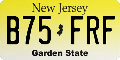 NJ license plate B75FRF