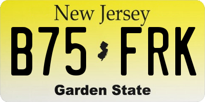 NJ license plate B75FRK