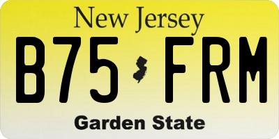 NJ license plate B75FRM