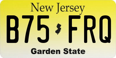 NJ license plate B75FRQ