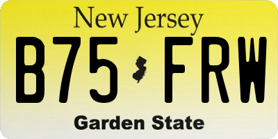 NJ license plate B75FRW