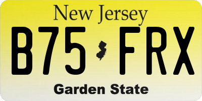 NJ license plate B75FRX