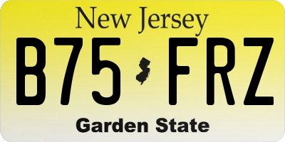 NJ license plate B75FRZ