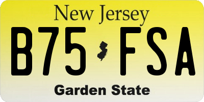 NJ license plate B75FSA