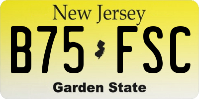 NJ license plate B75FSC