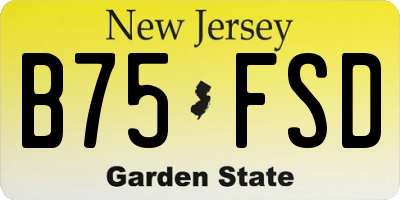 NJ license plate B75FSD