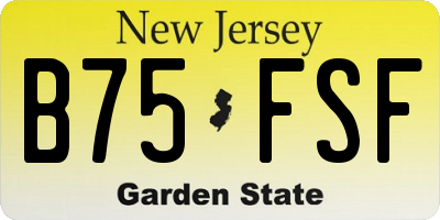 NJ license plate B75FSF