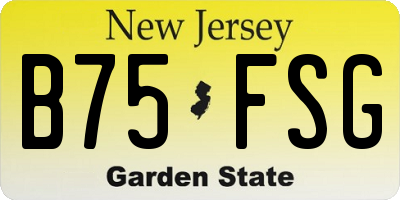 NJ license plate B75FSG