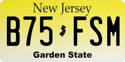 NJ license plate B75FSM