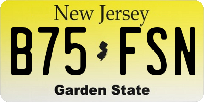 NJ license plate B75FSN