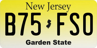NJ license plate B75FSO