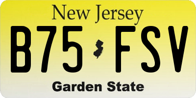 NJ license plate B75FSV