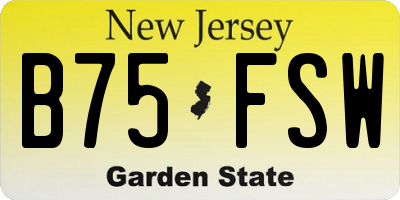 NJ license plate B75FSW