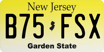 NJ license plate B75FSX