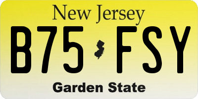 NJ license plate B75FSY
