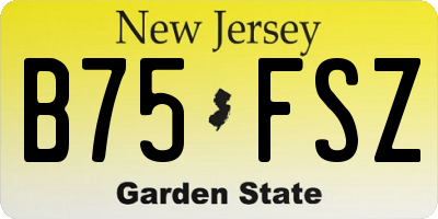 NJ license plate B75FSZ