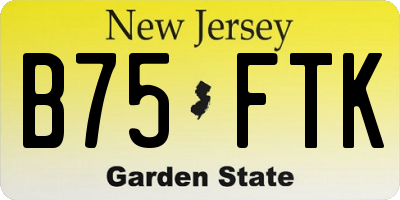 NJ license plate B75FTK
