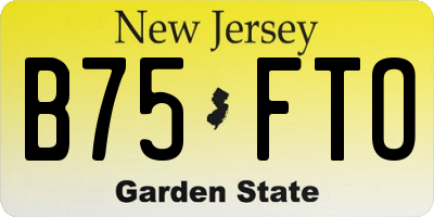 NJ license plate B75FTO