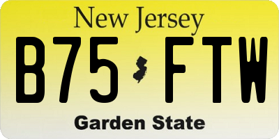 NJ license plate B75FTW