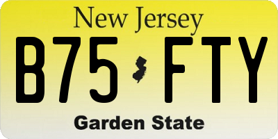 NJ license plate B75FTY