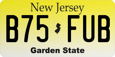 NJ license plate B75FUB