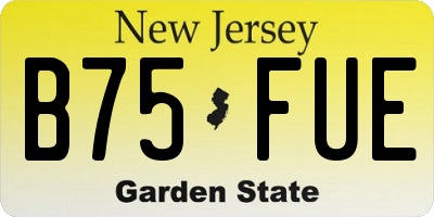 NJ license plate B75FUE