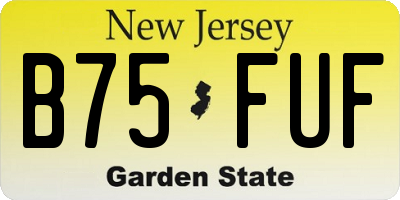 NJ license plate B75FUF